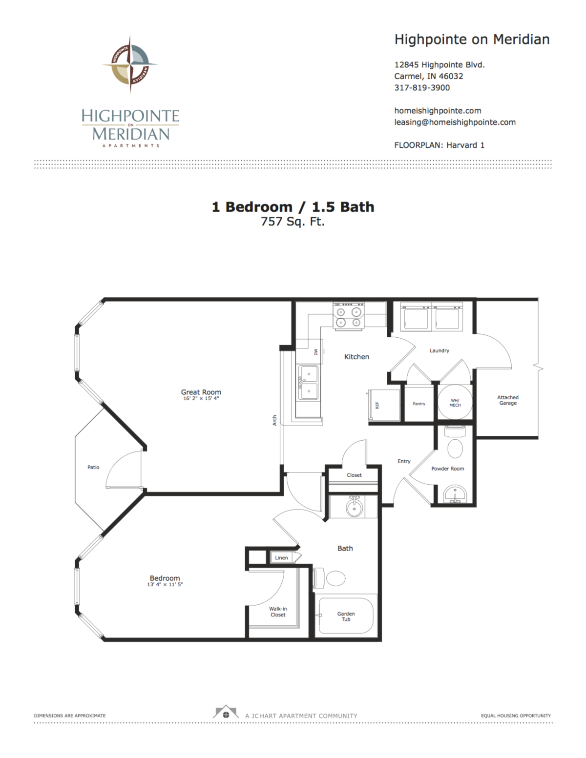 Harvard 1 1 Bedroom Floor Plan Highpointe on Meridian Apartments